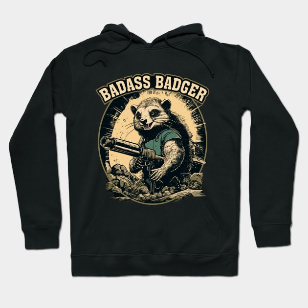 Badass Badger - Defender Of Territories Hoodie by Dazed Pig